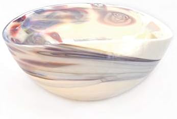 Murano Glass Fossile Bowl Ivory Mother of Pearl Modern Handmade Blown Glass 7" Length