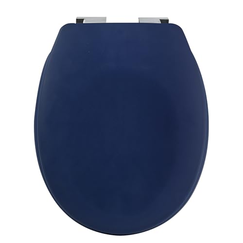 Spirella Premium Toilettendeckel oval Klodeckel mit matten Finish und Softclose Absenkautomatik. Antibakterielle Klobrille aus Duroplast und rostfreiem Edelstahl - Blau