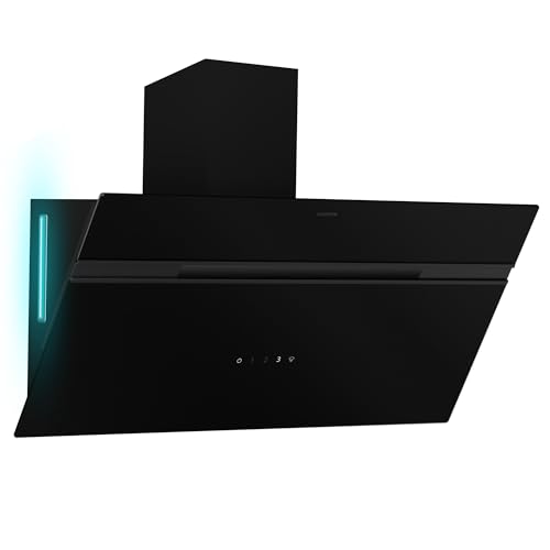 Klarstein Dunstabzugshaube Alina - 90-cm-Wandhaube, 615 m³/h Luftstrom, Energieeffizienzklasse A, LED-Beleuchtung in 9 Farben, Touch-Bedienfeld, Umluf