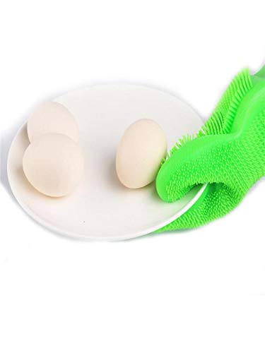 Pausseo Cleaning Silicone Gloves - Durable Gardening Household Dishwashing Magic Reusable Brush Scrubber Heat Resistant High Temperature Insulated Glove Clean Tool (General Left Right Hand) - Thumbnail 2