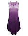 LL WT1053 Womens Round Neck Ombre Sleeveless Tunic Tank Top M Purple