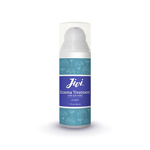 Jivi Steroid-Free Eczema Treatment with Itch Relief, 1.7 fl. oz, 100% Natural, 86% Organic, Made with Shea Butter & Colloidal Oatmeal, Vegan & Cruelty Free (Juniper)