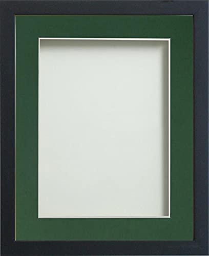Frame Company Jellybean Range Black Wooden 8x8 inch Picture Photo Frame with Bottle Green Mount for Image 5x5 inch * Choice of Colours & Sizes* Fitted with Perspex