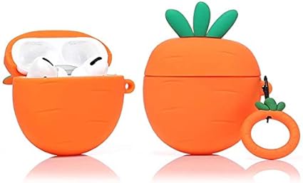 Amazon Airpodsケース かわいい漫画のキャラクターシリコン面白いカバー カワイイ楽しいクールなキーホルダーデザインスキンと互換性があります にんじん For Airpods Pro Hervision ケース カバー