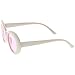 zeroUV - White Bold Retro Oval Mod Thick Frame Sunglasses Clout Goggles with Round Colored Lens 51mm (White/Light Pin)