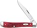 Case WR XX Pocket Knife Dark Red Bone Slimline Trapper (Cv) Item #6982 - (61048 Cv) - Length Closed: 4 1/8 Inches