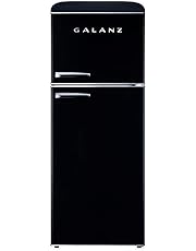 Galanz GLR10TBKEFR True Top Freezer Retro Refrigerator Frost Free, Dual Door Fridge, Adjustable Electrical Thermostat Control, Black, 10.0 Cu Ft