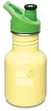 Klean Kanteen 12 oz Stainless Steel Water Bottle Sports Cap 3.0 in Bright Green - Yellow Sunshine