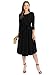 iconic luxe Women's A-Line Midi Dress with Waist Tie Small Black