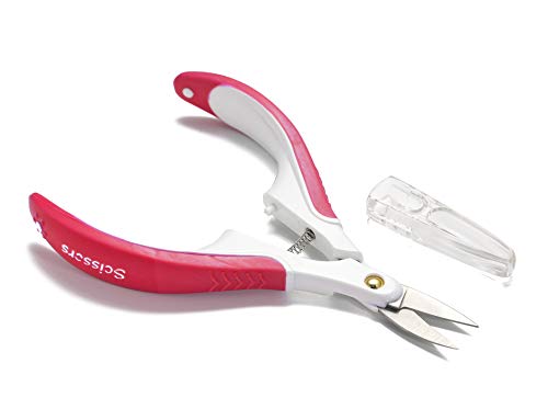 Stainless Steel Professional Curved Cuticle Scissor Cuticle Nipper Cuticle Cutter Cuticle Trimmer Cuticle Remover with Safety Cover For Dead (Red)