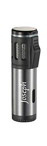 Personalized Visol Artemis Brushed Silver Triple Torch Flame Cigar Lighter