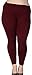 Simplicity Women Plus Size Stretchy Fit Full Length Fleece Leggings, Burgundy