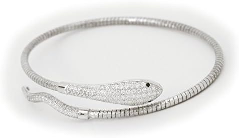 Fronay Co .925 Sterling Silver Sparkling Cleopatra Cobra Snake Bracelet