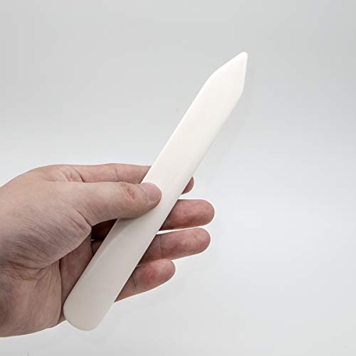 8 Inch Real Bone Folder, Large Genuine Bone Folder Origami Paper Creaser Crafting Scoring Folding Tool for Leather Cards DIY Handmade Burnishing Bookbinding