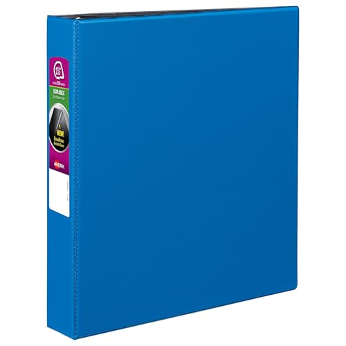 Avery Fichário durável com 3 anéis, anéis inclinados de 3,8 cm, 1 fichário azul (27351)