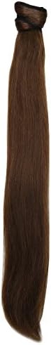 Cojune Human Hair Velcro Wrap Around Ponytail Extensions 100g per Piece Straight 20" Long Hair Chocolate Brown