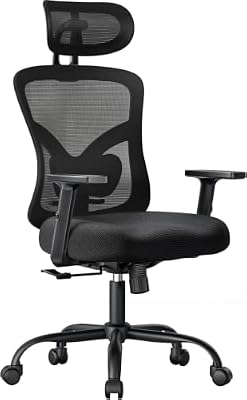 Ergonomischer Bürostuhl mit gepolsterter Lendenwirbelstütze, 2D-Kopfstütze, verstellbaren Armlehnen, verbessertem Sitzkissen, 130° Neigung, Computerstuhl für das Büro zu Hause