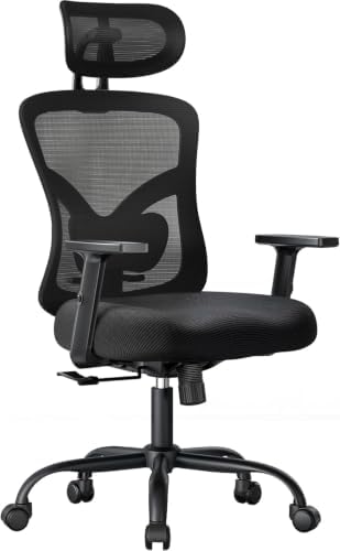 Ergonomischer Bürostuhl mit gepolsterter Lendenwirbelstütze, 2D-Kopfstütze, verstellbaren Armlehnen, verbessertem Sitzkissen, 130° Neigung, Computerstuhl für das Büro zu Hause