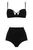 Dear-lover Women's Vintage Push Up High Waisted Bikini Sets Swimsuit Swimwear