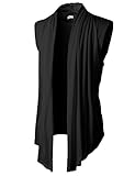 H2H Men's Shawl Collar Sleeveless Cardigan With No Button BLACK US 2XL/Asia 3XL (KMOCASL01)