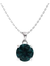 Natural and Certified Gemstone Solitaire Petite Necklace in 14k White Gold | 0.31 Carat Pendant with Chain