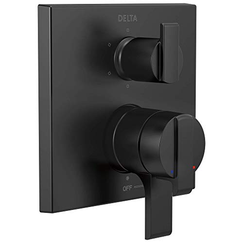 Delta Faucet T27967-BL Hoekige Moderne Monitor 17 Serie Ventiel 6-Setting Geïntegreerde Douche Trim Met Omvormer, Mat Zwart