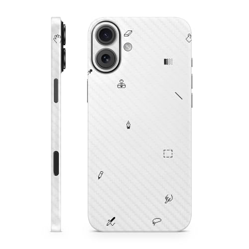 Carbon Fiber Phone Skin Compatible with Apple iPhone 16 Plus - Pixel Pattern -…