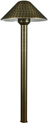 LUMiON Hammered LUMiON Outdoor Lighting Hammered 7" Hat/Shade (Solid Brass) Path/Area Light Antique Bronze Finish 15" Stem