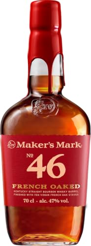 Makers Mark 46 Kentucky Straight Bourbon Whisky - French Oak Barrel Finish - Rich Notes of Vanilla, Caramel and Baking Spice - 70cl