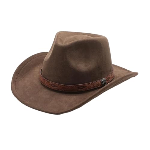 MYKAGS Chapeau de Cowboy pour Femmes et Hommes, Chapeaux Western en Daim, Chapeau Panama, Chapeaux de Cow-Boy à Large Bord, Cow-Girl Western en Daim