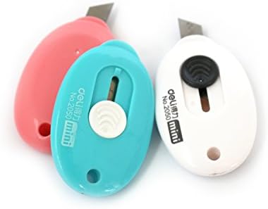 The Young Egg Shape Mini Cutter Safety Box Cutters Parcel Letter Opener 70 X 40mm(2.4'' X 1.5'') Assorted Colors 3 Pack (blue*1,pink*1,white*1)