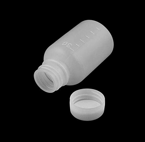 NATUWORLD 12Pcs 30ml 1oz PE Plastic Empty Bottles Small Mouth Graduated Lab Chemical Container Reagent Bottle Sample Sealing Medicine Bottle for Laboratory and Travel