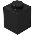 Classic Brick Block Bulk, Black Bricks 1x1, Building Bricks Flat 100 Piece, Compatible with Lego Parts and Pieces: 1x1 Black Bricks(Color:Black)