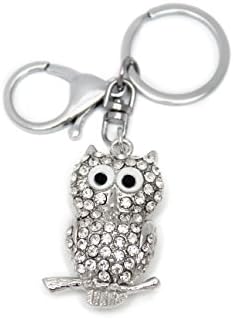 Pendant Key Rings Rhinestone Fashion Jewelry Key Chains Keychain Bag Decorations (Owl/Silver)