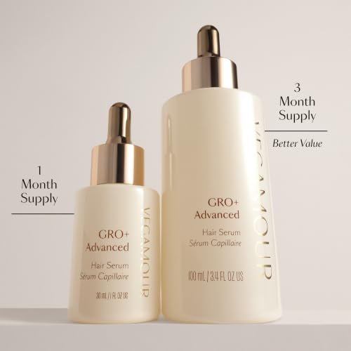 VEGAMOUR GRO+ Advanced Hair Serum, 3-Month Supply - MD-Formulated, Reduces Shedding & Breakage, Fuller-Looking Hair, Balanced Scalp, Non-Oily, Vegan & Cruelty-Free