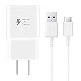 Adaptive Fast Charger Compatible Samsung Galaxy S9 S9 Plus S8 S8+ S10 S10e Note 8 Note 9, Rapid Wall Charger Adapter Block with USB Type C Cable Cord Kit (White)