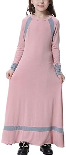 Generic Girls Long-Sleeve Swing Long Maxi Muslim Eid Abaya Dress 1 M