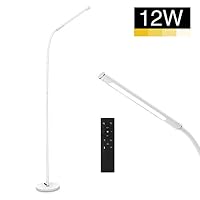 IMIGY 12W Floor Lamp, 600 Lumens Dimmable Flexible Gooseneck Standing LED Lamp, 4 Color Modes, Stepless Brightness Dimmable, Eye-Care Touch & Remote Control for Living Room, Bedroom, Office, White