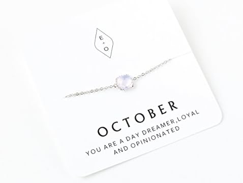 Sterling Silver Opalescent October Birth Month Bracelet - 7" length