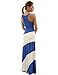 PattyBoutik Women's Racerback Striped Maxi Dress (Blue and Ivory White M)