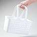 iDesign Portable Plastic Shower Tote Caddy with Handle for College Dorm or Bathroom - White - Made in USA