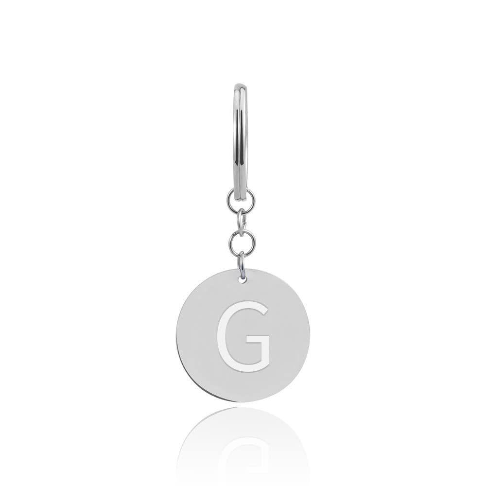 Gd. GOOD.designs EST. 2015 Keyring letter G with shopping chip - Personalised pendant with engraving in stainless steel silver - Shopping trolley release for all shopping trolleys