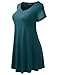 BILY Women's Short Sleeve V-Neck Flare Tunic Top Teal X-Large