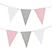 LUCK COLLECTION Pink Silver White Themed Baby Shower Party Decorations Wedding Birthday Supplies¡ªBalloons Paper Pom Poms and Triangle Banners