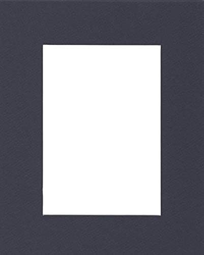 Pack of (5) 8x10 Acid Free White Core Picture Mats Cut for 5x7 Pictures in Navy Blue