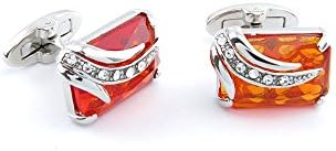 2 Pairs Cufflinks Cuff Links B0533 Orange-red Square Stone Fashion Jewelry Gift Wedding Party Shirt Mens Button Classic