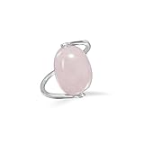 Rose Quartz Ring with Wrap Band Sterling Silver, Sizes 6 to 9