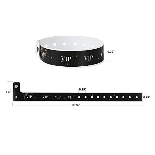 Ouchan Plastic Black VIP Wristbands - 100 Pack Vinyl Wristbands for Events Party Event Wristbands