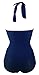 COCOSHIP 50s Solid Navy Blue Elegant Bathing Vintage One Piece Swimwear Swimsuit L(US6-8)