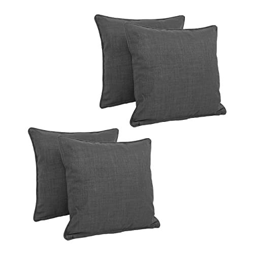 18-Inch Double-Corded Solid Outdoor Spun Polyester Square Throw Pillows With Inserts (Set Of 4)  9810-Cd-S4-Reo-Sol-15